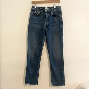 Agolde High Rise Medium Wash Distressed Hem Jean Size 27